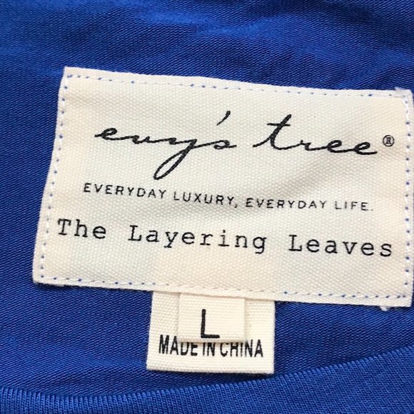 Evy's Tree The Layering Leaves‎ Rayon Blend Ruched Side Blue Long Sleeve Top L - Picture 7 of 9